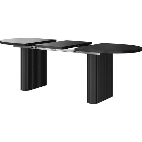 Table à manger ovale extensible 120-160 cm en MDF et métal avec pieds structurés, 3 couleurs (1/5)