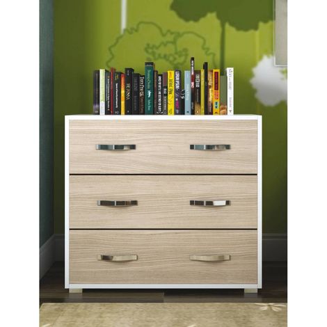 LINEA MODERN KIT CASSETTONE 3 CASSETTI CM. 91X45X81H BIANCO / OLMO