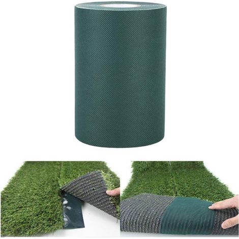 Cinta de césped sintético de 150 mm x 10 m, adhesiva para alfombras (2 colores, verde)