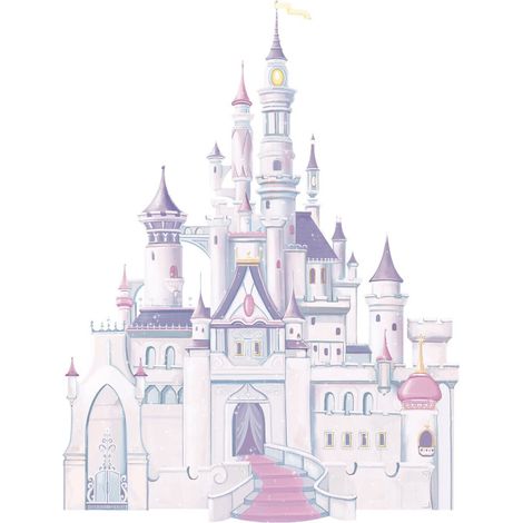 Sticker mural château Belle au bois dormant 83x107cm – 6 parties à assembler – Encres scintillantes – Décoration chambre enfant – Roommates (1/3)