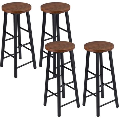 WOLTU 4X Barhocker Bistrohocker Tresenhocker Barstuhl, Gestell aus stabilem Stahl, Stizfläche aus MDF, Dunkelbuche (1/5)