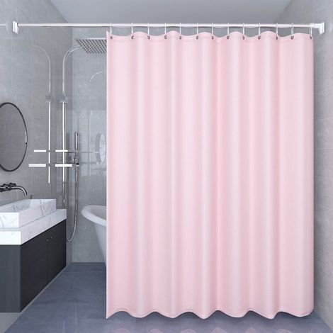 Tenda da doccia in tessuto impermeabile, morbida al tatto, leggera, singola, 180 cm di larghezza x 200 cm di altezza, rosa (1/5)