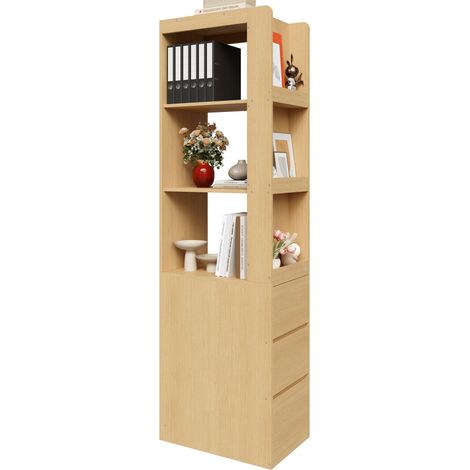 Bibliothèque étroite de 200 cm de haut – étagère sur pied avec 3 compartiments ouverts et 3 tiroirs, réversible des deux côtés, sécurité anti-basculement, 60×40×200 cm, bibliothèque, meuble de salle d (1/5)