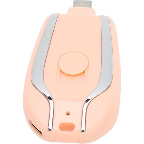 Banque d'alimentation Porte-clés d'urgence 1500mAh Mini Chargeur de Voyage USB C à Charge Rapide avec Prise Rétractable pour (Pink) (1/5)