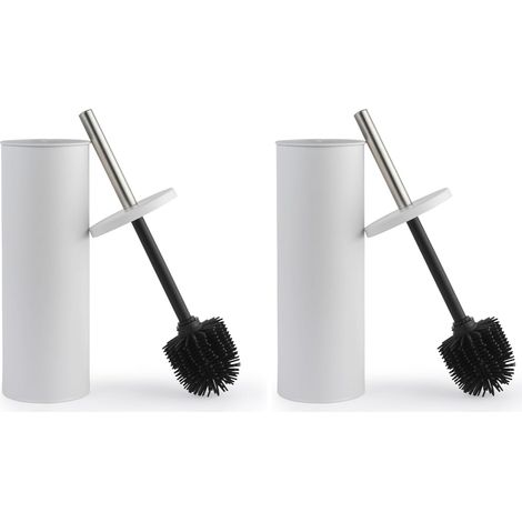 WC-Bürste mit Halter – 1 Stück – Weißes Silikon und Kunststoff – Hygienische, spritzwassergeschützte Reinigung – Für moderne Badezimmer – Kompaktes, weißes Design (1/3)