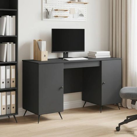 vidaXL Schreibtisch mit Regal Schwarz 142,5 x 50 x 75 cm Holzwerkstoff (1/5)