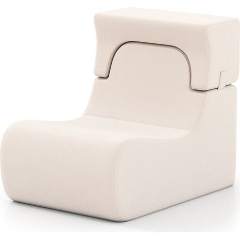 Poltrona da pavimento 95 x 65 x 81 cm comfort ergonomico poggiatesta removibile stile contemporaneo in velluto beige lucido 200017906