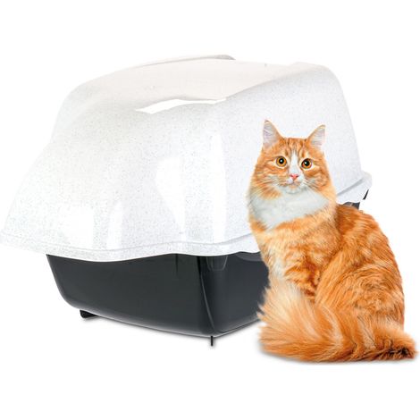 Bac Litiere pour Chat, Maison de Toilette pour Chat, pour l'extérieur, Résistant à la Pluie, 43,5 x 73,5 xh 41 cm, Grand bac à litière pour Chat, Noir (1/5)