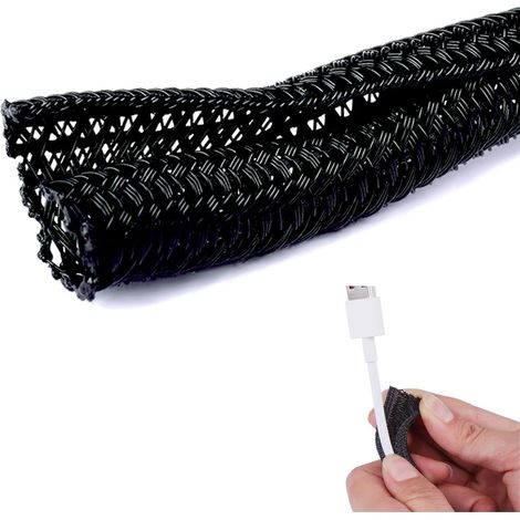 Gaine Câble Auto-Fermeture 6mm - Manchon de Câble de 3,1 m pour Gestion des Câbles - Idéal pour Ordinateurs, Appareils Électroniques et Automobiles - Couleur Blanche (1/5)