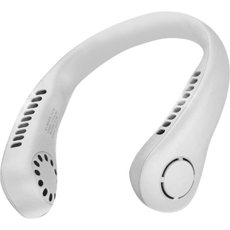 Mini ventilateur de cou sans pales rechargeable USB portable pour étudiants, sport extérieur, batterie intégrée, blanc cassé, autonomie ultra-longue + 3 vitesses (1/4)