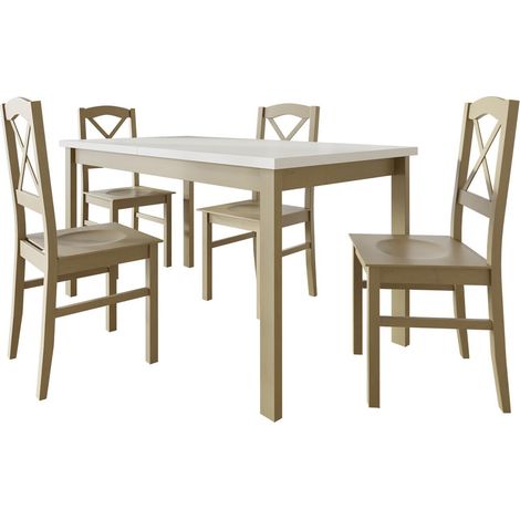 Conjunto de mesas y sillas para comedor Victorville 286, Roble Sonoma + Blanco, 78x80x120cm, Diámetro: 0, Número de asientos: 4, Estilo: Contemporary