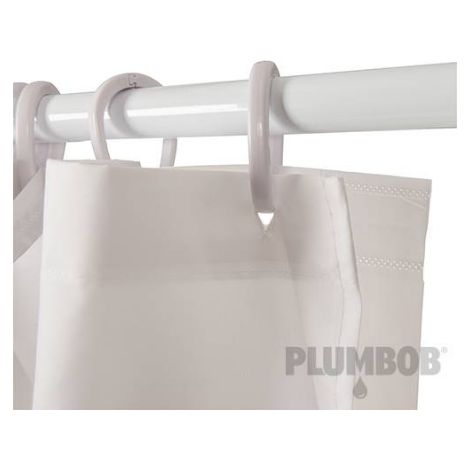 Tenda per doccia in poliestere bianco con rivestimento in PVC con 12 occhielli