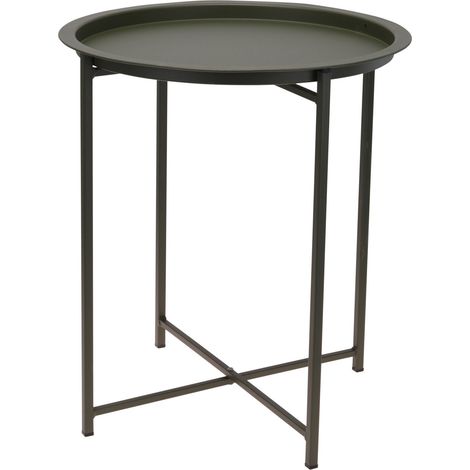 Metall Beistelltisch grün klappbar - 41 cm Ø - mit abnehmbarer Tablett Tischplatte