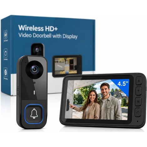 Sonnette sans Fil avec Camera avec écran IPS 4.5 étanche Exterieur 2.4GHZ Interphone Video sans Fil Visiophone Pas WiFi Pas APP Portier Vision Nocturne Audio Bidirectionnel 120° (1/5)