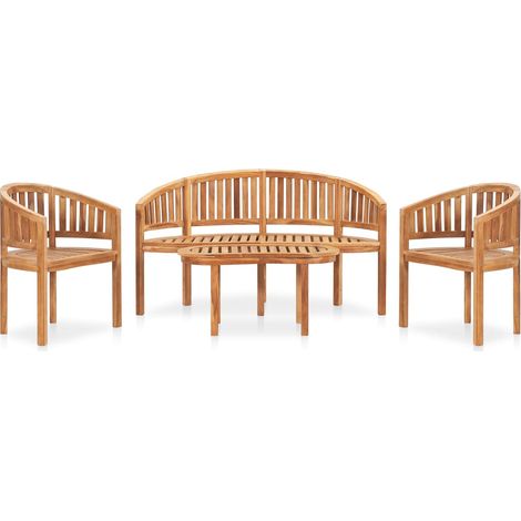 Set di mobili da giardino mobili da esterno set di mobili a forma di banana composto da 4 pezzi in legno massello di teak 020016250