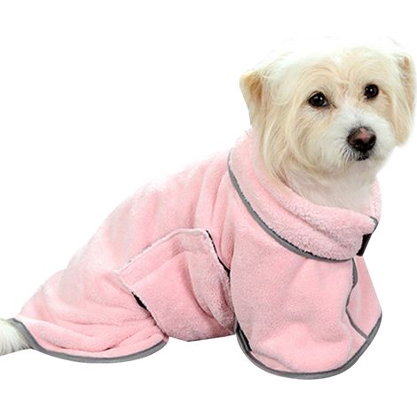 1 peignoir pour chien, en polyester, super absorbant, séchage rapide, avec ceinture, pour chiens et chats (1/5)