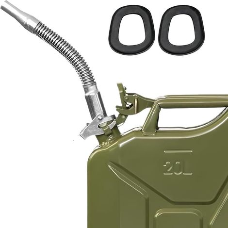 Bec Verseur Jerrican Metal, Bec Bidon Flexible en Acier avec 2 Joints en Caoutchouc de Rechange, pour Bidon Carburant Essence 5 10 20 Litres, pour Voiture, Camion, Bateau, Moto (1/5)