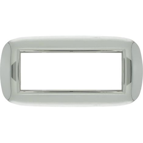 Placca Oval Evolution 506 6M Cromo Lucido Compatibile con Bticino Axolute (1/3)
