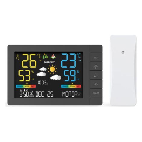 Écran couleur négatif station météo affichage numérique multifonction horloge météo température hygromètre onde électrique horloge barométrique Trend Chart (1/5)