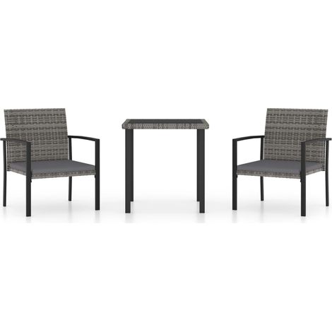 Maison Exclusive - 3-tlg. Garten-Essgruppe Poly Rattan Grau