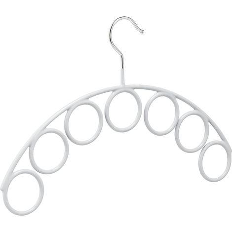 Porte-écharpes, revêtement antidérapant en PVC, avec 7 Anneaux, H x B 24,5 x 38 cm, Ø 5 cm, Gris Clair (1/5)