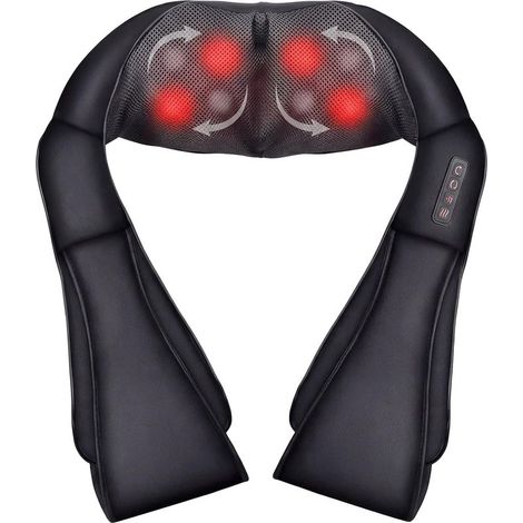 Appareil de massage shiatsu électrique pour cou, épaules et dos avec fonction chauffage, 3D masseur cervical et nuque pour relaxation musculaire