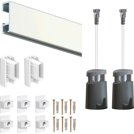 Cimaise Box PREMIUM Click Rail Gris 2 mètres - Kit tout en un