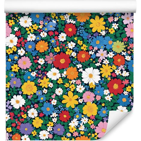 Carta da parati con piccoli fiori marini, blu e turchese, per soggiorno e camera da letto, 50x1000 (1/5)