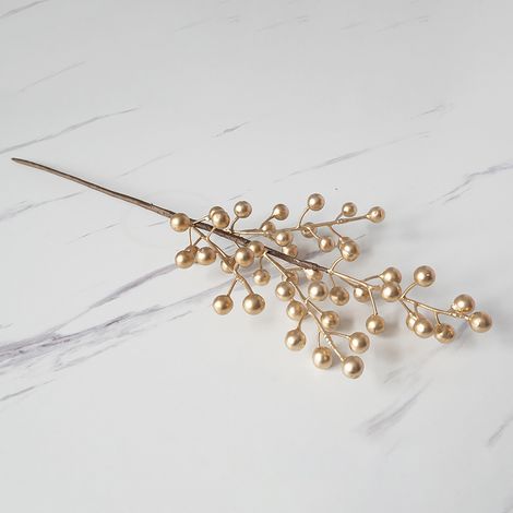 Branches de baies artificielles dorées, 50cm de long, 6 pièces, fausses baies bordeaux multifonctionnelles, pour fête de mariage à domicile (1/5)