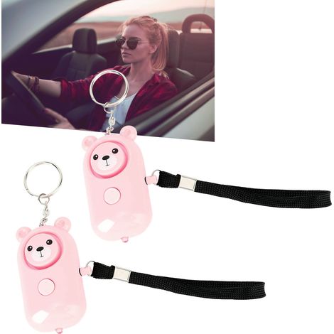 Alarme Sécurité Bear Style 2 PCS Alarmes Urgence Porte-clés Protection Femmes Filles Enfants Personnes Âgées Rose ABS Petit Léger 130dB LED (1/5)