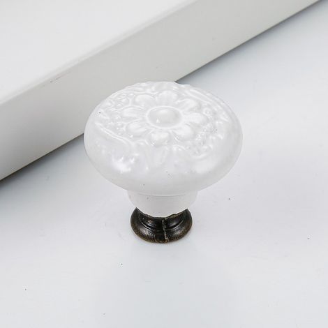 Lot de 10 boutons de meuble vintage en porcelaine de 34 mm pour portes, placards, tiroirs et buffets – Avec vis (1/5)