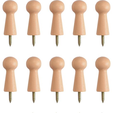 10 ganci in legno per asciugamani da bagno, porte, scale, bordi, armadi, 10 ganci in legno per asciugamani da bagno, porte, scale, bordi, armadi (1/5)