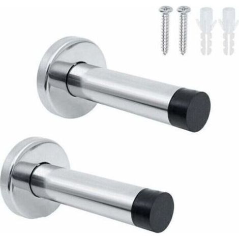 2 Pcs Stainless Steel Interior Door Stopper, Soundproof Wall Door Stopper, Wall Door Stop,Comes With Mounting Screws And (1/5)