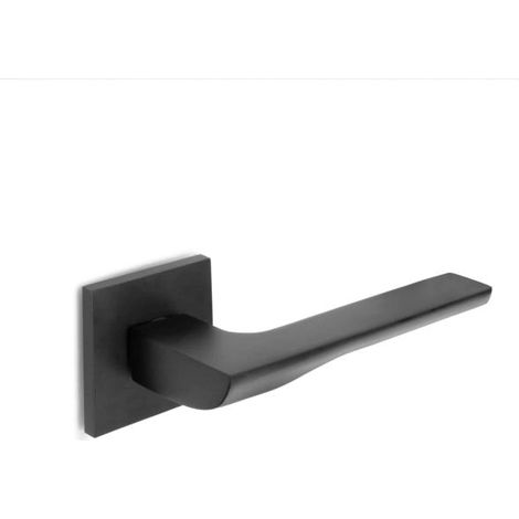 Jeu de poignées modèle Fraser en aluminium noir avec rosace carrée 52x52x6mm. - talla