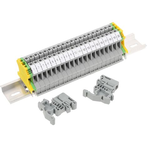 Kit de bornier sur rail DIN avec blocs terre et supports d'extrémité (1/5)