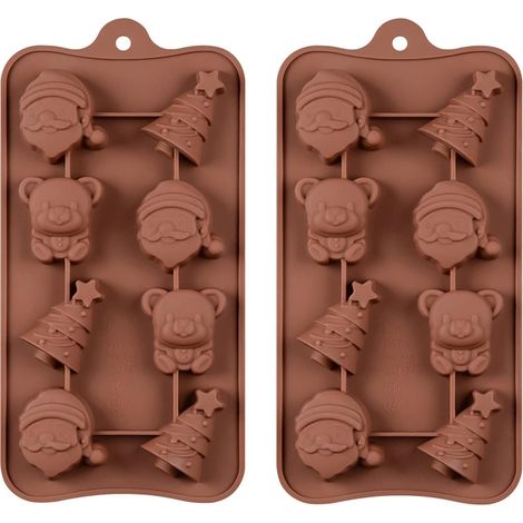 Moule Silicone 3D Noel - Sapin Pere Noel Ours - -27°C a 230°C - Antiadhesif Reutilisable - Lot de 3 (1/5)