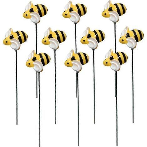 Lot de 10 piquets décoratifs abeilles à planter - Adorables abeilles décoratives pour pelouse et parterres de fleurs. (1/5)