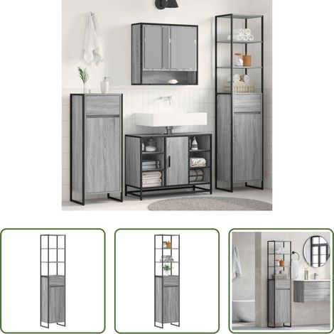 Holzwerkstoff Schrank -  Badezimmerschrank Graues Sonoma 40 x 30 x 180 cm Holzwerkstoff