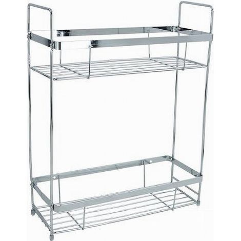 Cleafe - Mensola Per Doccia Bagno Rettangolare 2 Ripiani Portaoggetti 30,5x12x38 Cm 79301 - (1/2)