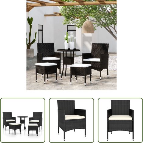 Terrassenmöbel -  5-tlg. Garten-Lounge-Set Poly Rattan Schwarz