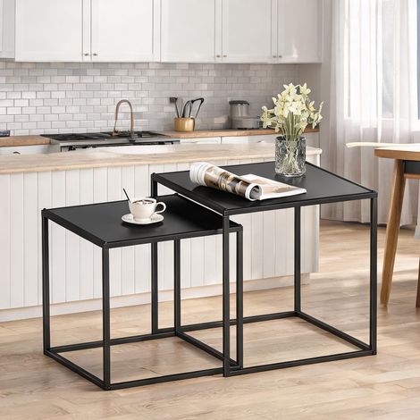 Table basse noir en acier 40 x 40 x 40 cm (1/5)