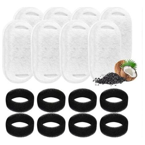 8+8 pieces Filtre rechange pour fontaine, Filtre Fontaine Eau Chat, Cat Filtres Rechange Fontaine, Lot de filtres pour Fontaine et Filtres en mousse, pour Fontaine à Eau pour Chat.-Karteo (1/5)