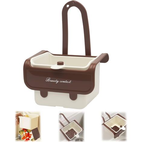 Récupérateur de nourriture pour évier Crépine robinet suspendue Panier d égouttage cuisine à vidange automatique par bouton poussoir Installation facile Maille fine (1/5)