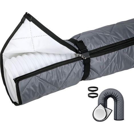 Gaine Isolante pour Tuyau de Climatiseur,Gaine Isolante Climatisation,150 × 53 Cm,Couverture Antipoussière pour Conduits et Tubes d'Évacuation Maison Bureau Hôtel,Fermeture éclair grise (1/5)