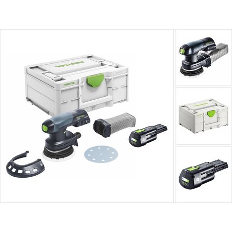 Festool – Ponceuse excentrique sans fil 18V 125mm – Moteur Brushless – 1x batterie 3,0Ah – Sac à poussière Longlife – Pour bois dur - 125-Basic