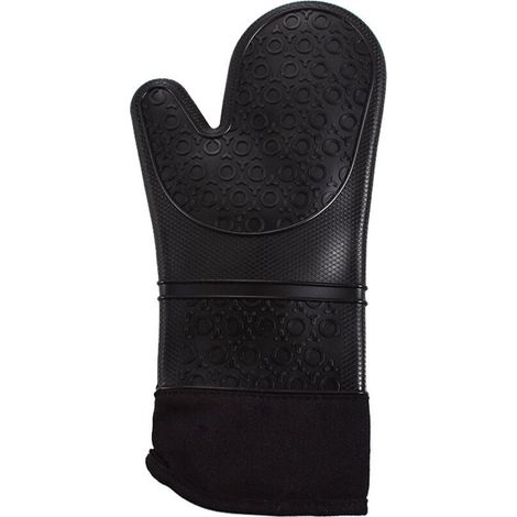Professionnels Gants de Four, Gants de Cuisine Silicone, 1 Paire Gant Anti Chaleur, Gants étendus pour Pizza et Cuisine (Noir) (1/4)