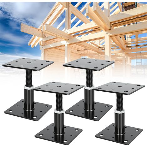 Jiubiaz Pfostenträger höhenverstellbar 30–250 mm – Individuell anpassbare Höhe für Zaun, Pergola und Terrassenbau Schwarz 4PCS