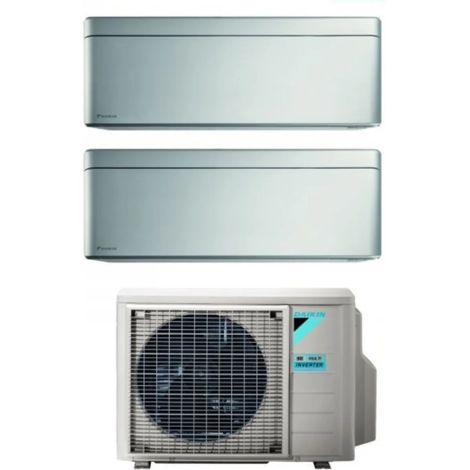 Climatizzatore Condizionatore Daikin Bluevolution Dual Split Inverter serie STYLISH TOTAL SILVER 15+15 con 2MXM50A R-32 Wi-Fi Integrato 15000+15000 Colore Grigio Garanzia Italiana