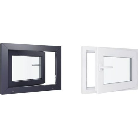 Finestra in PVC - Triplo vetro - Bicolore - Bianco e grigio - 700 mmx500 mm cm