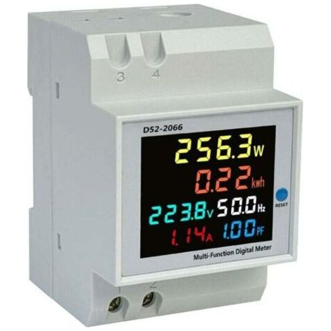 Compteur d'énergie électrique numérique multifonctionnel D52-2066 100A compteur d'énergie électrique de type rail AC250-450V (1/4)